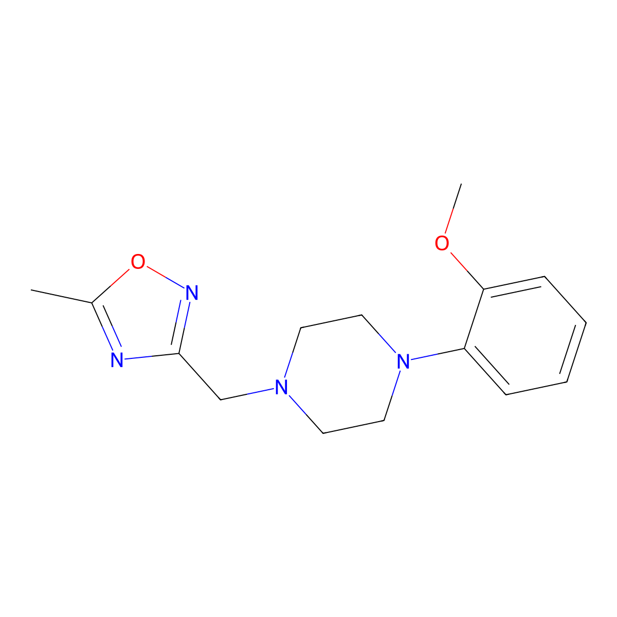 1-(2-Methoxyphenyl)-4-[(5-methyl-1,2,4-oxadiazol-3-yl)methyl]piperazine molecular structure, CAS 2210042-80-9