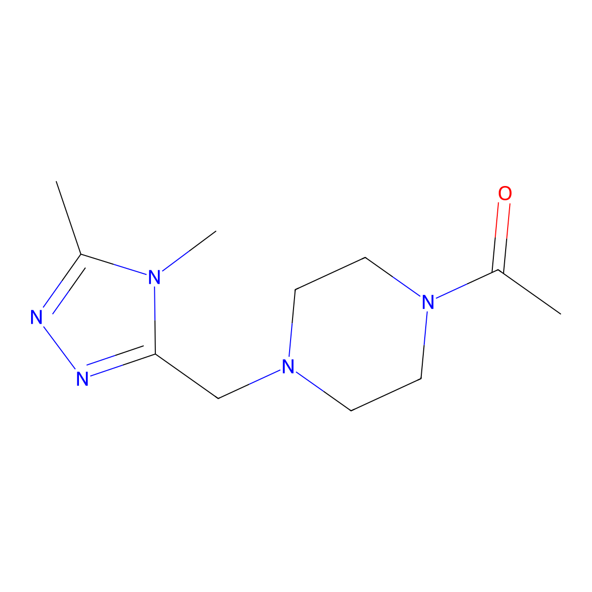1-{4-[(4,5-dimethyl-4H-1,2,4-triazol-3-yl)methyl]piperazin-1-yl}ethan-1-one molecular structure, CAS 2210049-82-2