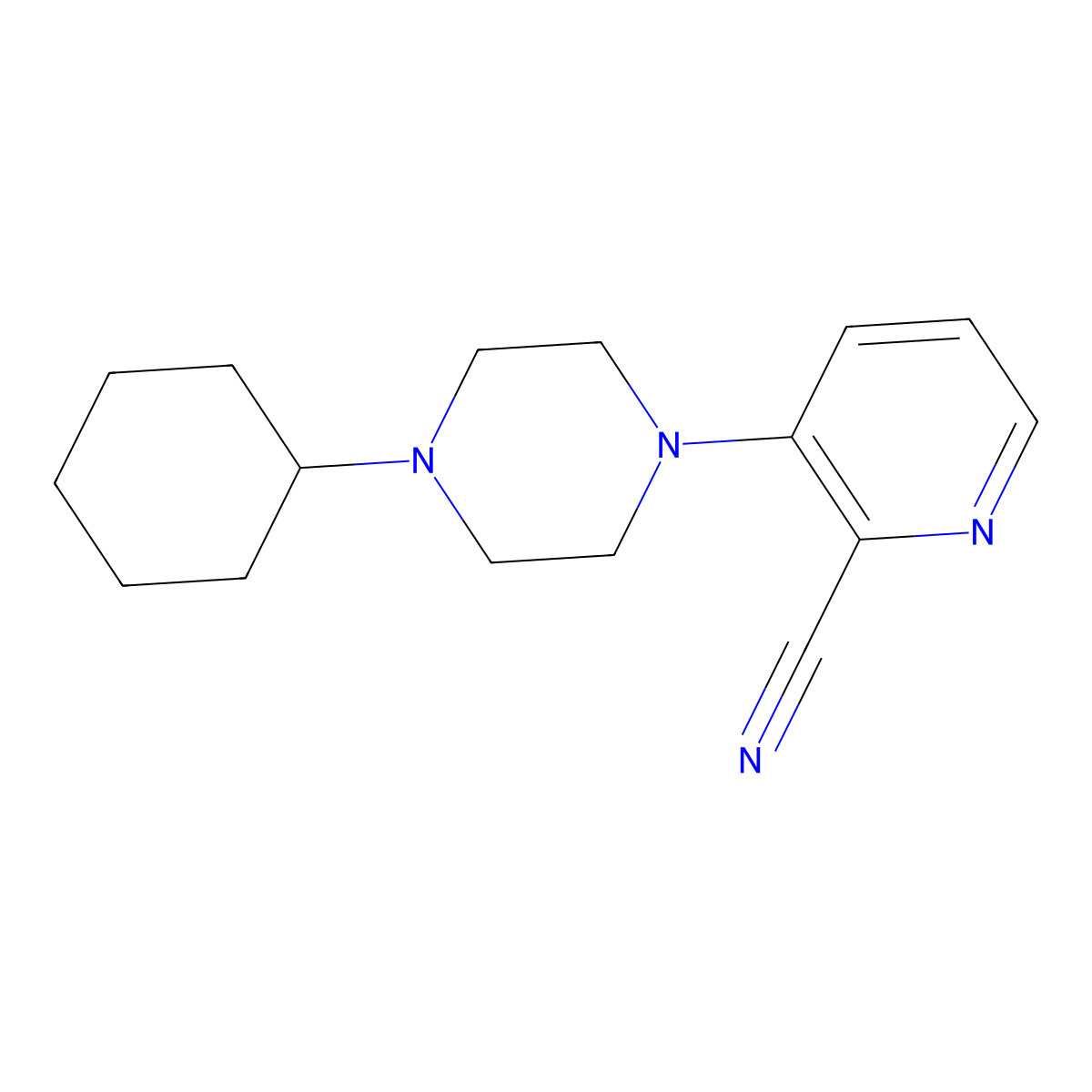 3-(4-Cyclohexylpiperazin-1-yl)pyridine-2-carbonitrile molecular structure, CAS 2210050-35-2