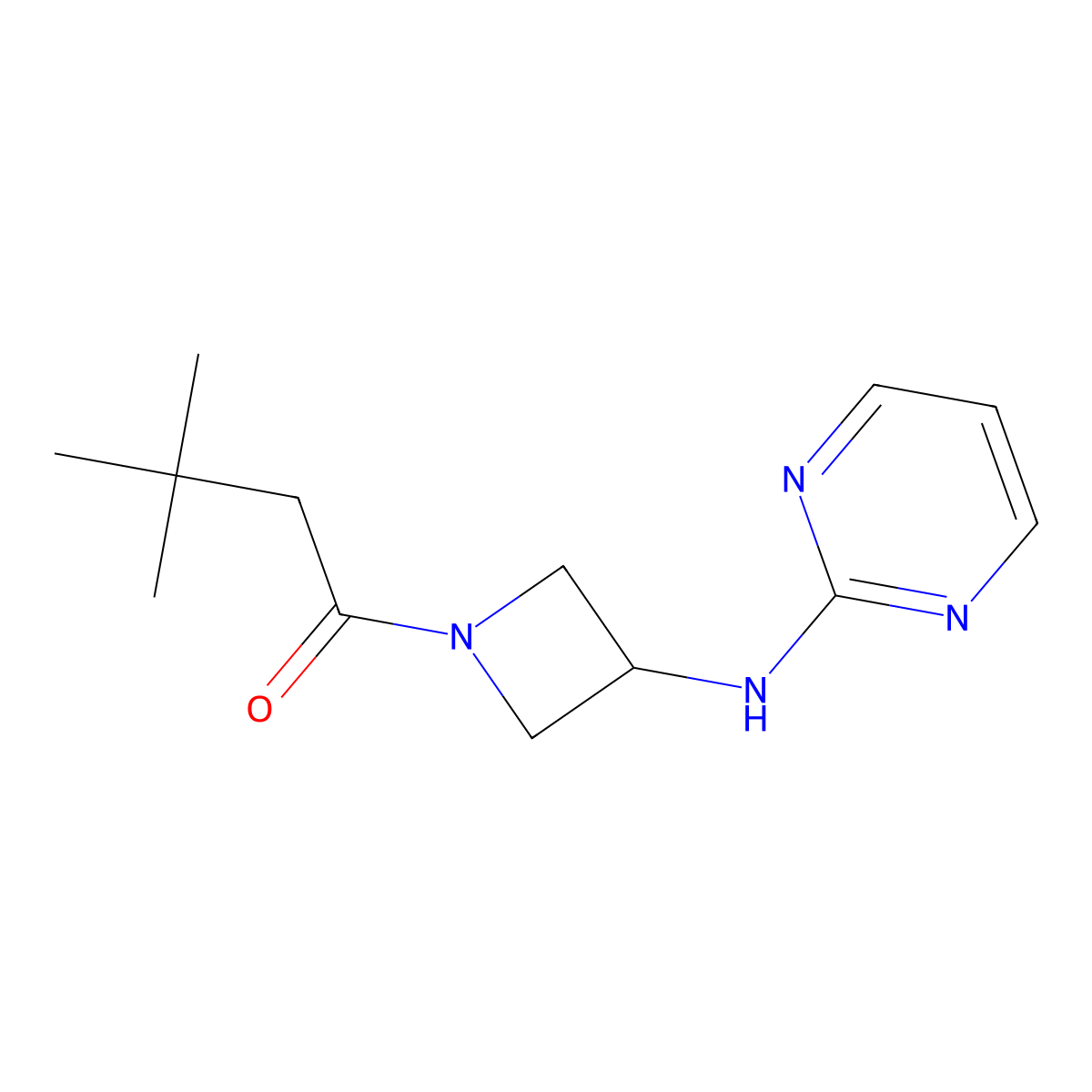 3,3-Dimethyl-1-(3-(pyrimidin-2-ylamino)azetidin-1-yl)butan-1-one molecular structure, CAS 2210051-21-9