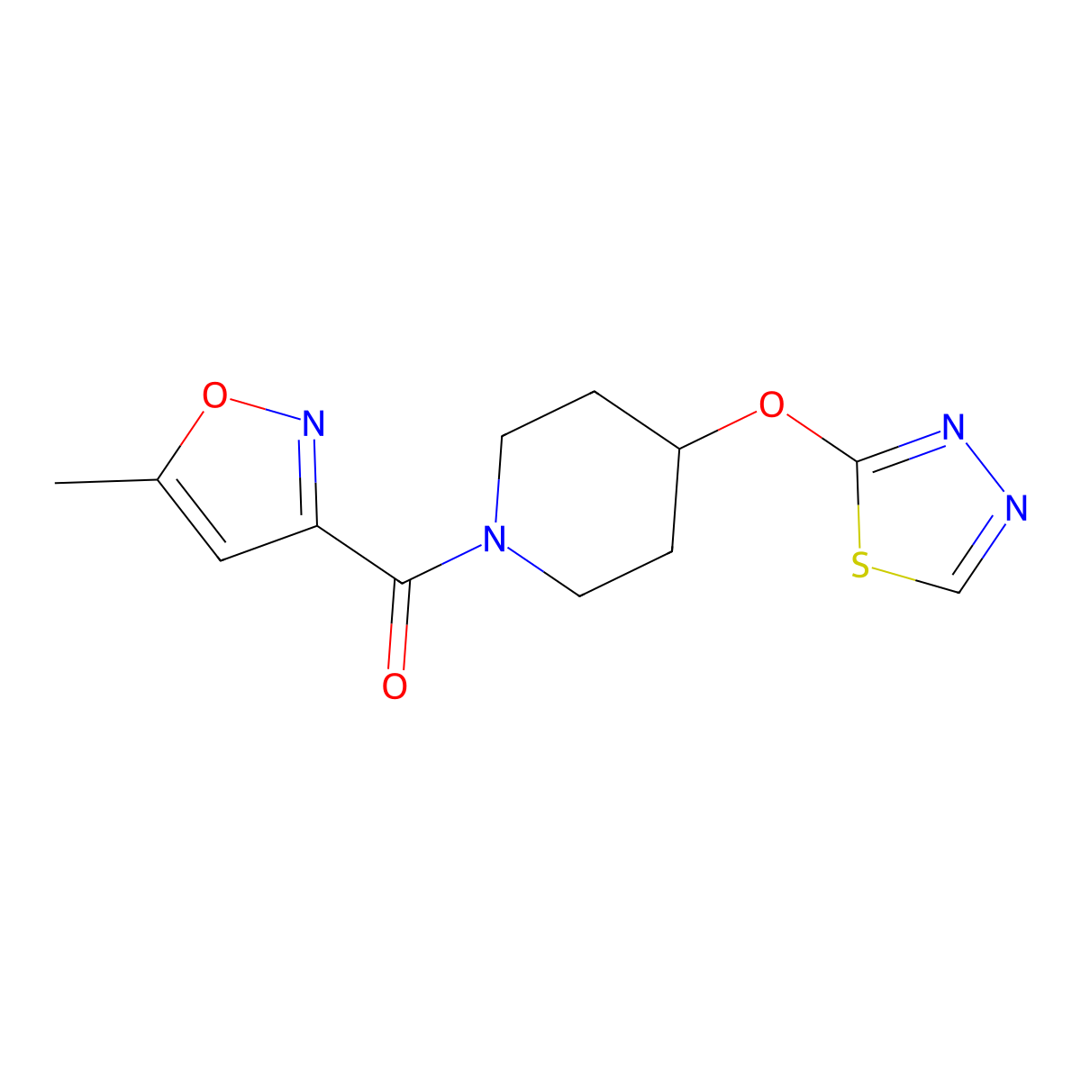 1-(5-Methyl-1,2-oxazole-3-carbonyl)-4-(1,3,4-thiadiazol-2-yloxy)piperidine molecular structure, CAS 2210051-53-7