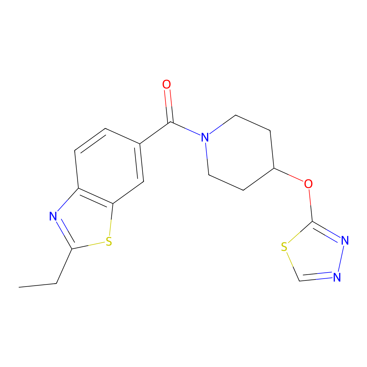 2-Ethyl-6-[4-(1,3,4-thiadiazol-2-yloxy)piperidine-1-carbonyl]-1,3-benzothiazole molecular structure, CAS 2210051-84-4
