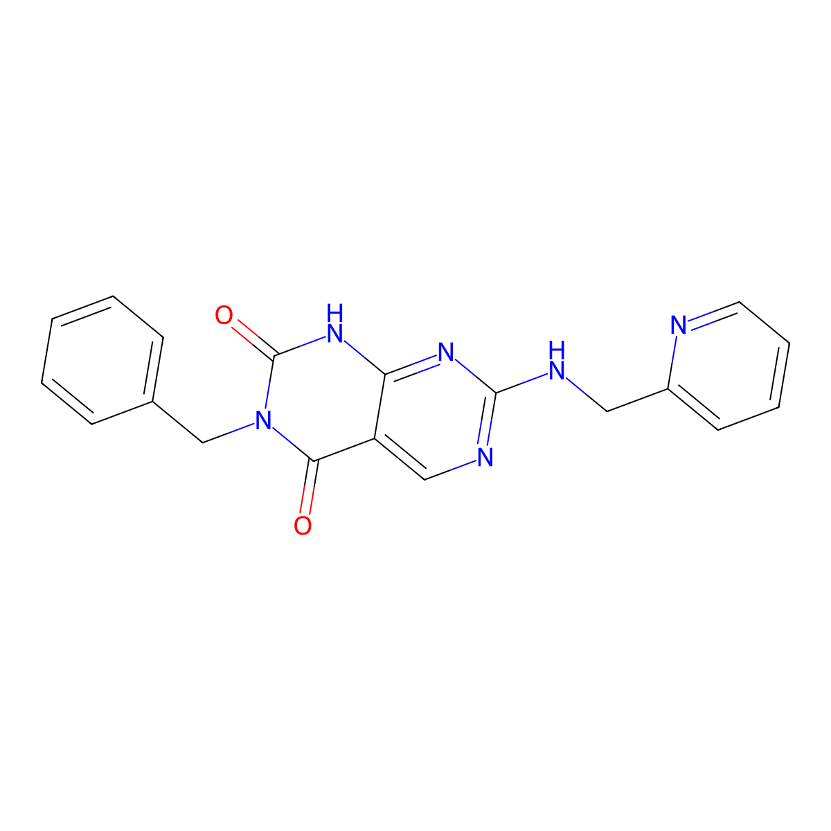 3-benzyl-7-((pyridin-2-ylmethyl)amino)pyrimido[4,5-d]pyrimidine-2,4(1H,3H)-dione molecular structure, CAS 2210052-29-0