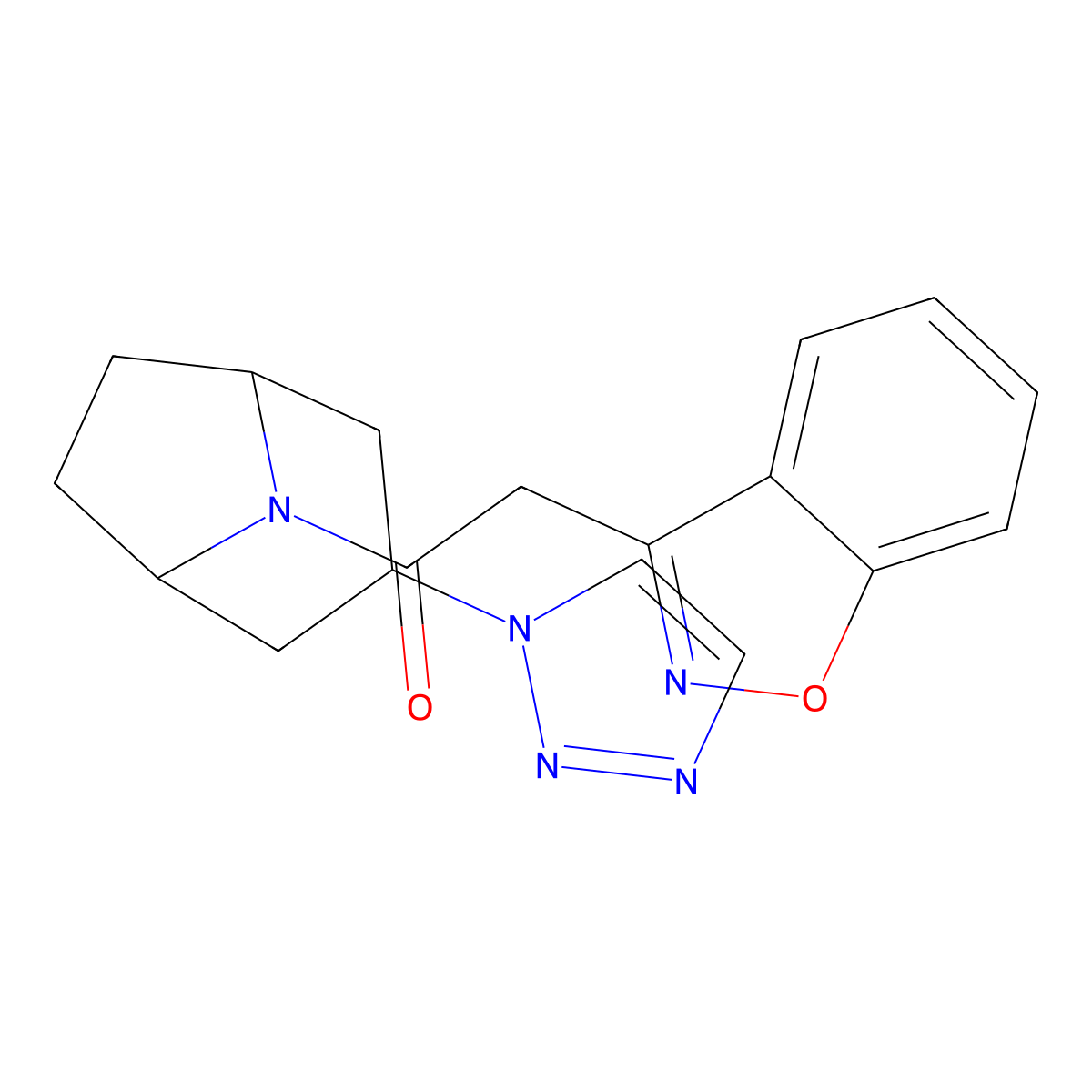 2-(1,2-benzoxazol-3-yl)-1-[3-(1H-1,2,3-triazol-1-yl)-8-azabicyclo[3.2.1]octan-8-yl]ethan-1-one molecular structure, CAS 2210052-66-5