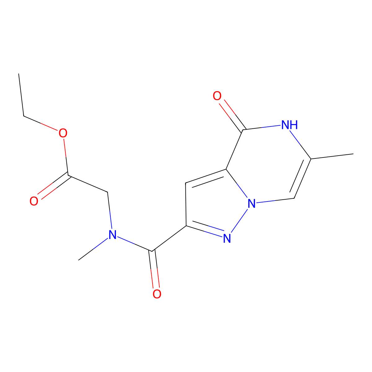 ethyl N-methyl-N-(6-methyl-4-oxo-4,5-dihydropyrazolo[1,5-a]pyrazine-2-carbonyl)glycinate molecular structure, CAS 2210052-91-6