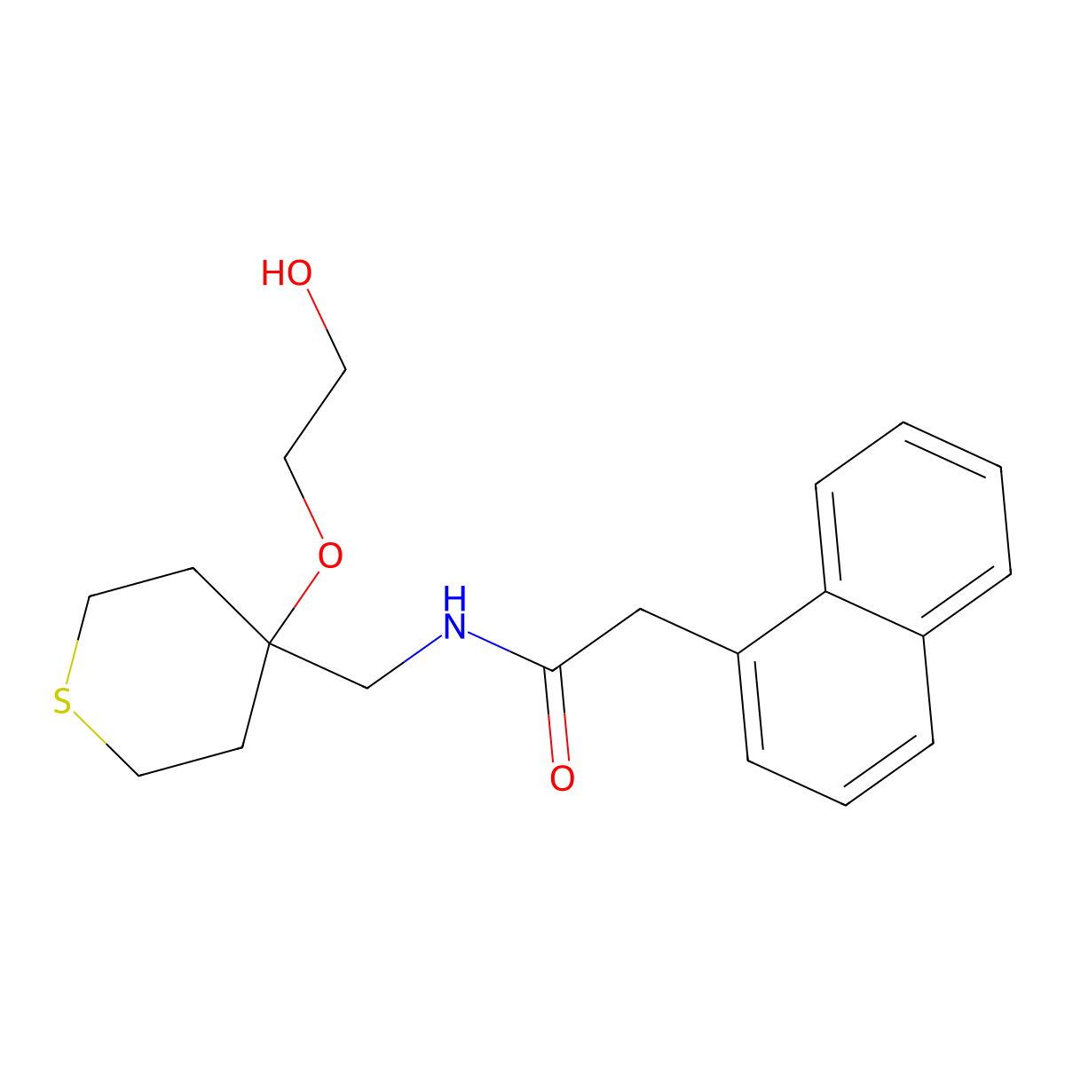 N-((4-(2-hydroxyethoxy)tetrahydro-2H-thiopyran-4-yl)methyl)-2-(naphthalen-1-yl)acetamide molecular structure, CAS 2210053-04-4