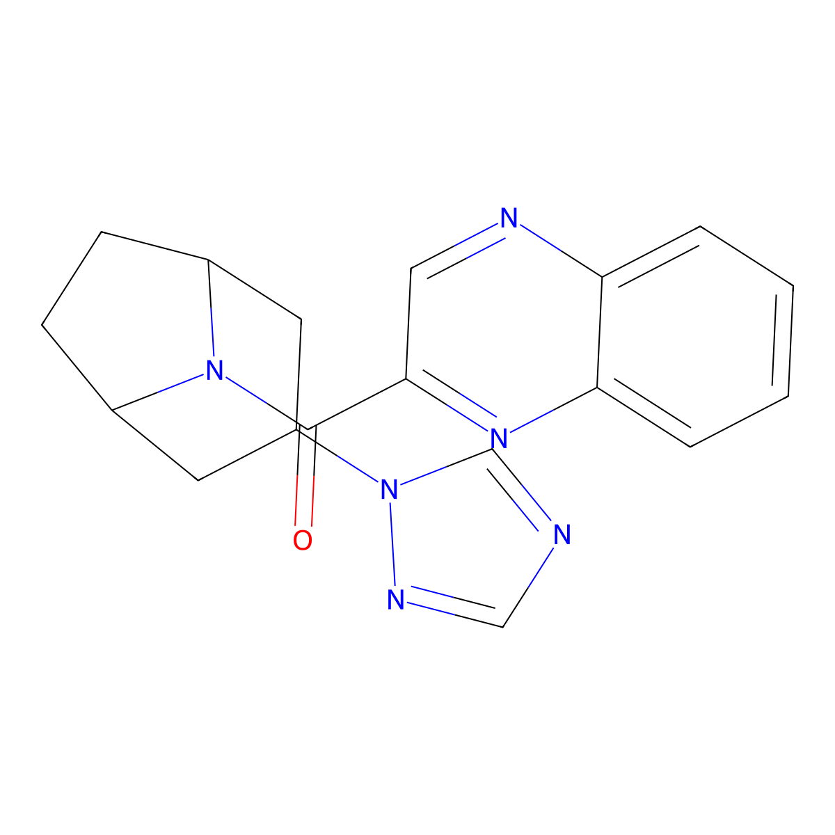 2-[3-(1H-1,2,4-triazol-1-yl)-8-azabicyclo[3.2.1]octane-8-carbonyl]quinoxaline molecular structure, CAS 2210053-09-9