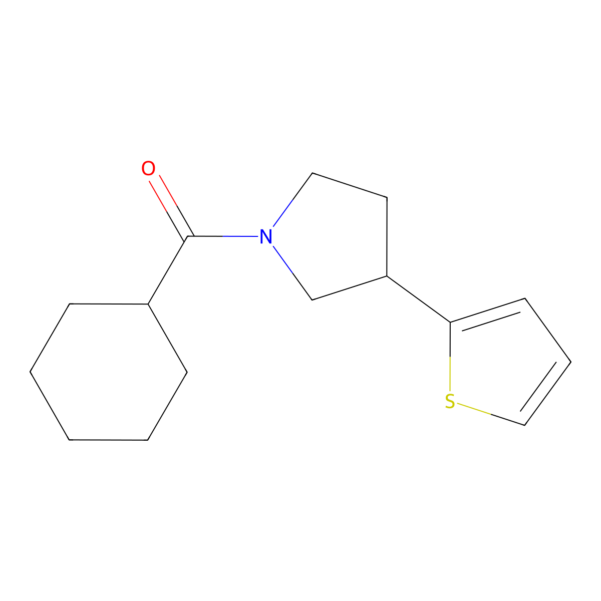 1-Cyclohexanecarbonyl-3-(thiophen-2-yl)pyrrolidine molecular structure, CAS 2210053-31-7