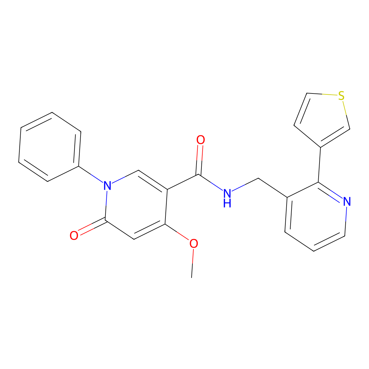 4-methoxy-6-oxo-1-phenyl-N-{[2-(thiophen-3-yl)pyridin-3-yl]methyl}-1,6-dihydropyridine-3-carboxamide molecular structure, CAS 2210053-46-4