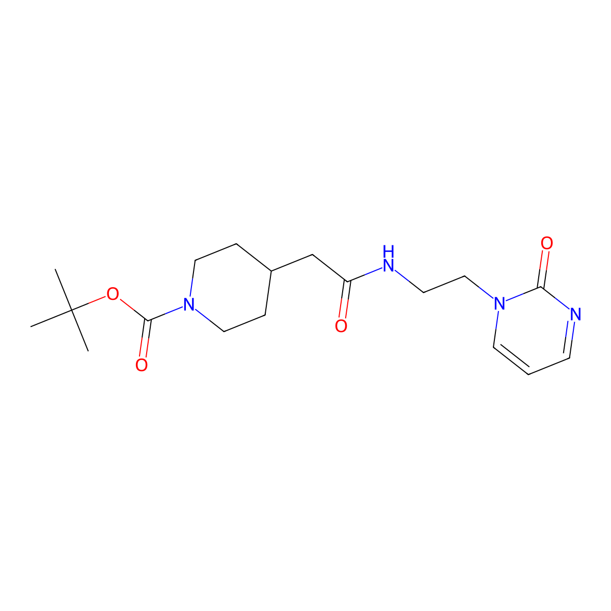 Tert-butyl 4-({[2-(2-oxo-1,2-dihydropyrimidin-1-yl)ethyl]carbamoyl}methyl)piperidine-1-carboxylate molecular structure, CAS 2210053-68-0