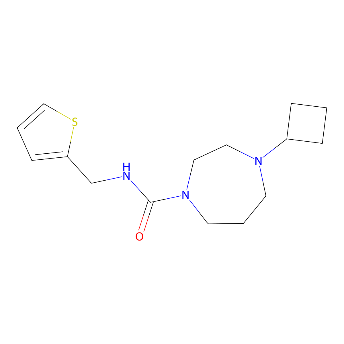 4-cyclobutyl-N-(thiophen-2-ylmethyl)-1,4-diazepane-1-carboxamide molecular structure, CAS 2210054-03-6