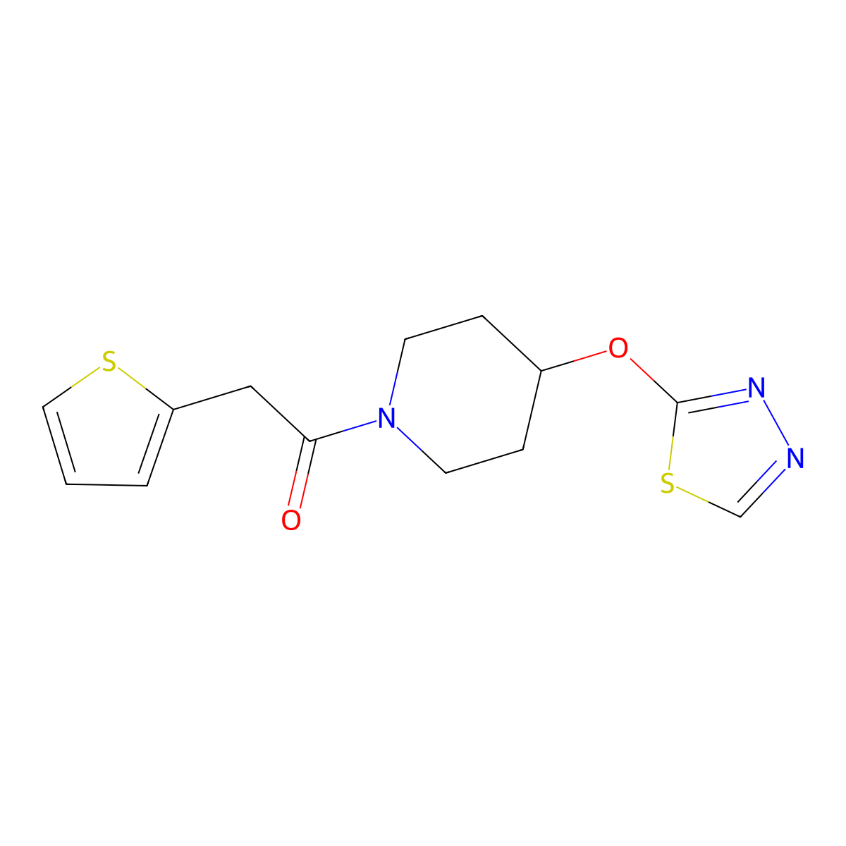 1-(4-((1,3,4-Thiadiazol-2-yl)oxy)piperidin-1-yl)-2-(thiophen-2-yl)ethan-1-one molecular structure, CAS 2210054-26-3