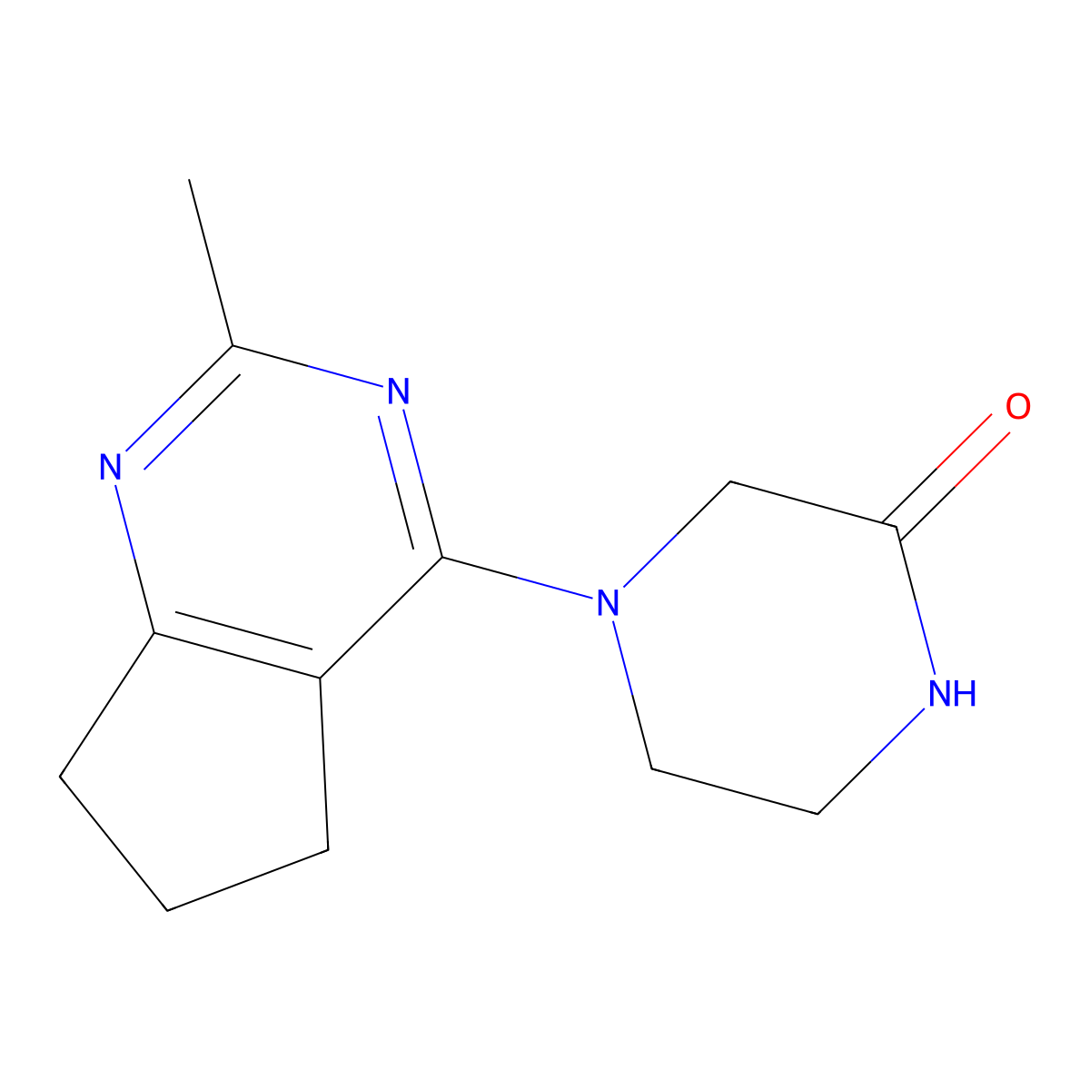 4-{2-methyl-5H,6H,7H-cyclopenta[d]pyrimidin-4-yl}piperazin-2-one molecular structure, CAS 2210054-39-8