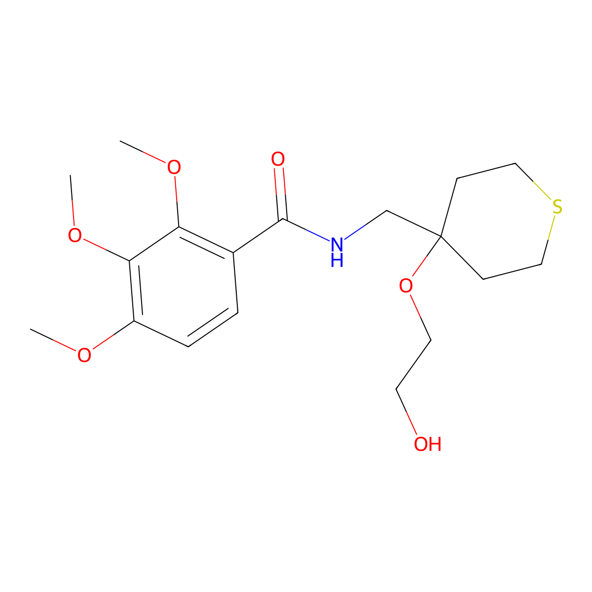 N-{[4-(2-hydroxyethoxy)thian-4-yl]methyl}-2,3,4-trimethoxybenzamide molecular structure, CAS 2210054-90-1