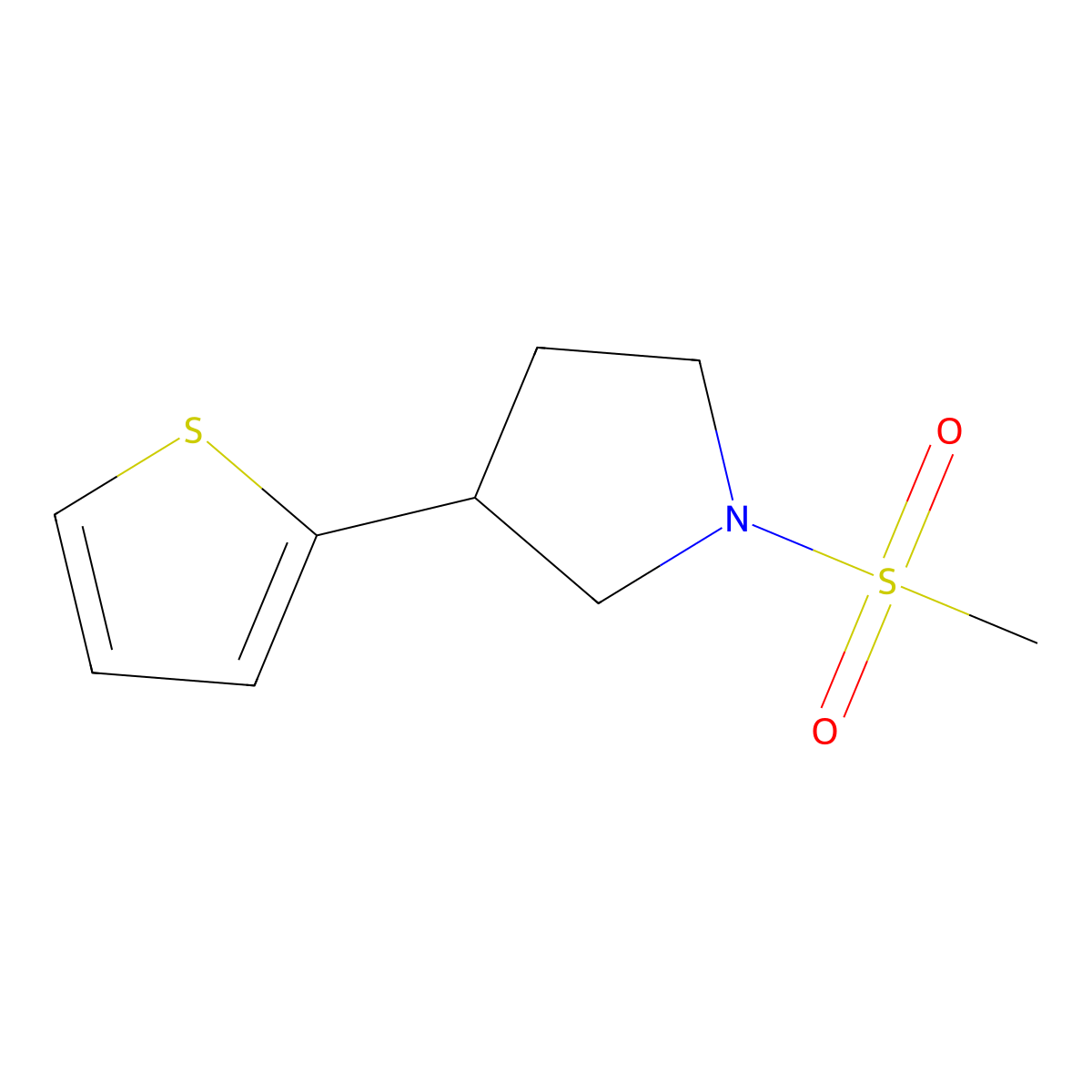 1-(Methylsulfonyl)-3-(thiophen-2-yl)pyrrolidine molecular structure, CAS 2210055-19-7