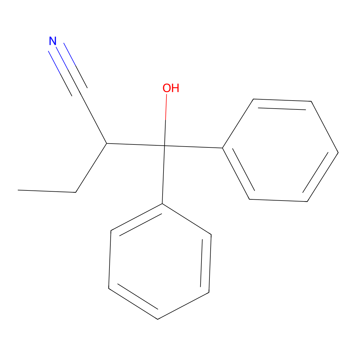 2-[Hydroxy(diphenyl)methyl]butanenitrile molecular structure, CAS 22101-20-8