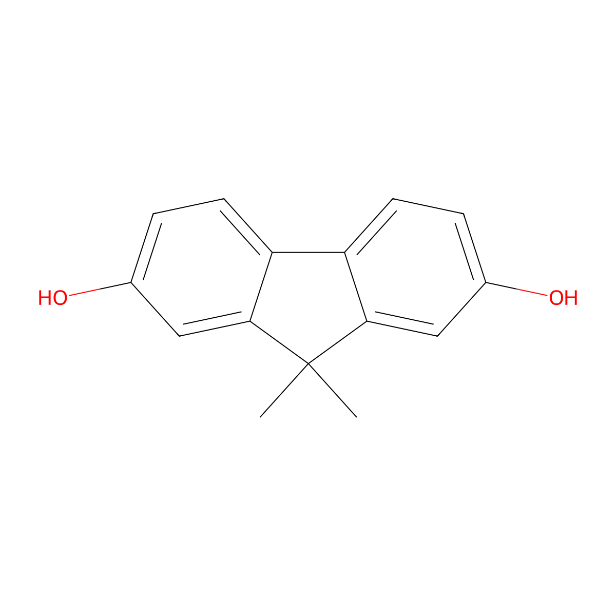 9,9-Dimethyl-9H-fluorene-2,7-diol molecular structure, CAS 221010-68-0