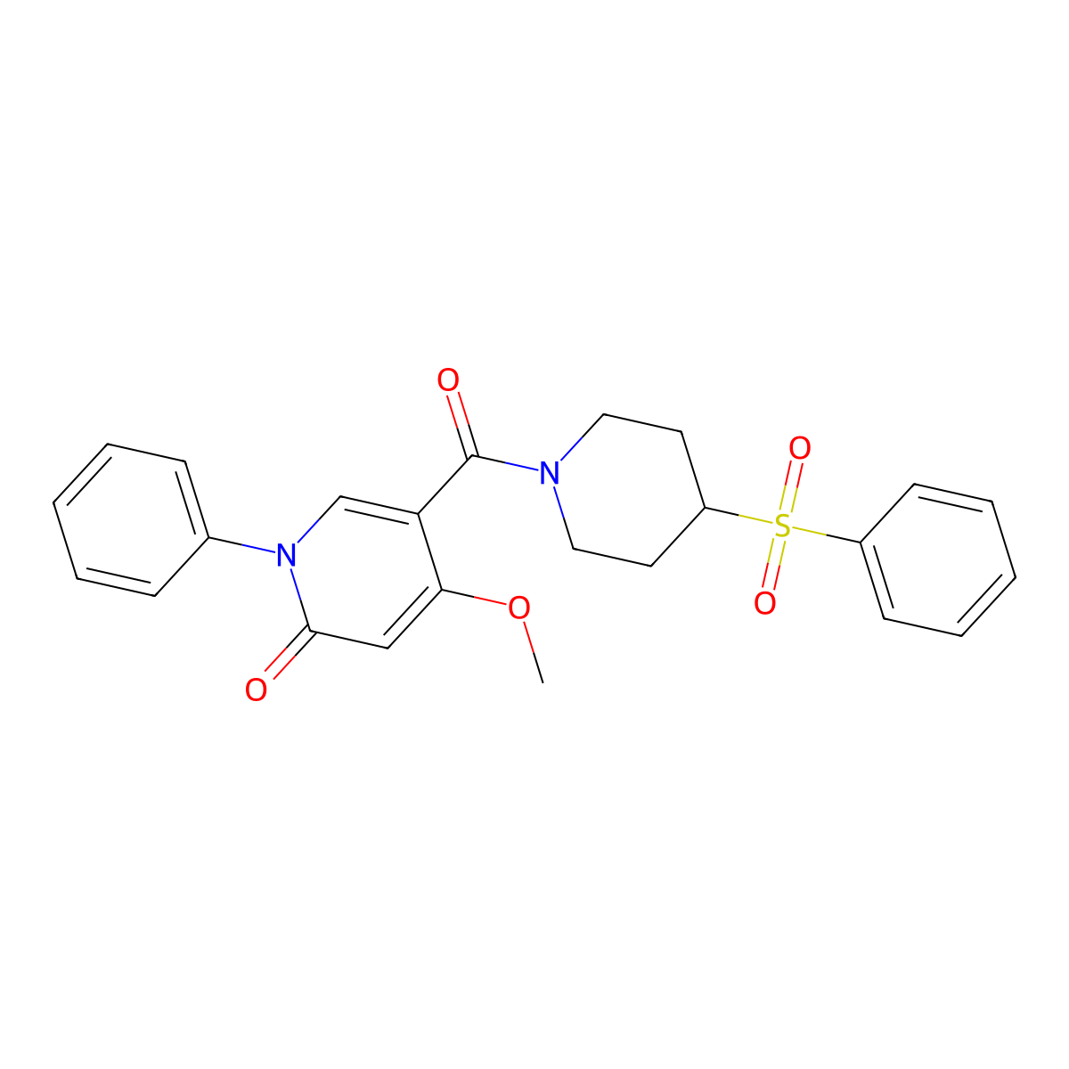 4-methoxy-1-phenyl-5-(4-(phenylsulfonyl)piperidine-1-carbonyl)pyridin-2(1H)-one molecular structure, CAS 2210137-00-9