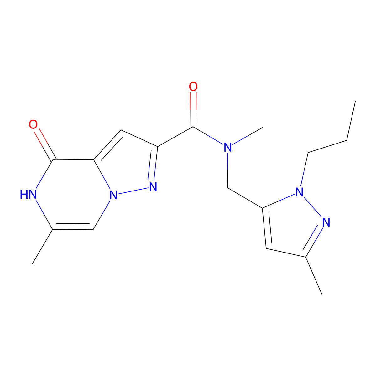 N,6-dimethyl-N-((3-methyl-1-propyl-1H-pyrazol-5-yl)methyl)-4-oxo-4,5-dihydropyrazolo[1,5-a]pyrazine-2-carboxamide molecular structure, CAS 2210137-12-3