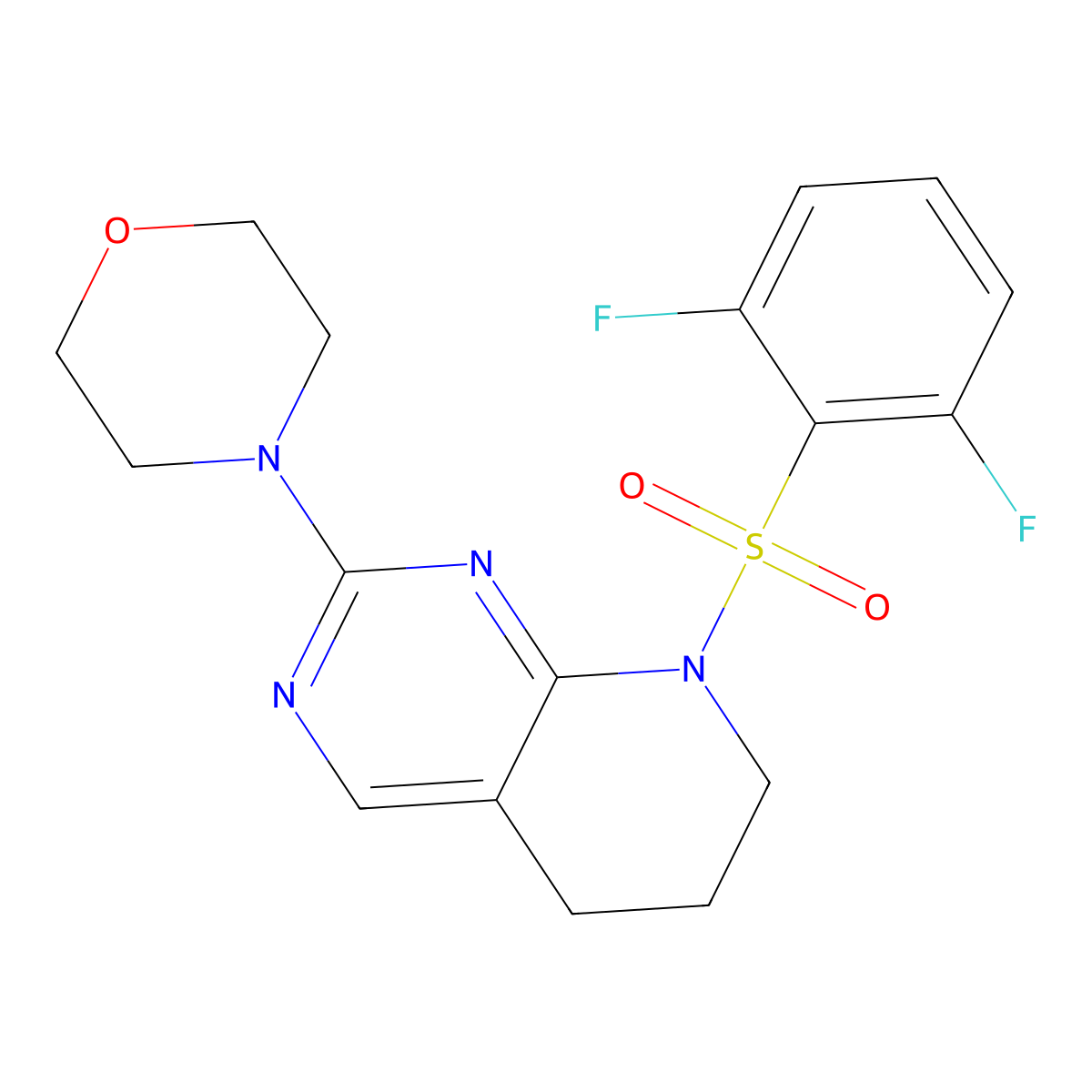 4-[8-(2,6-difluorobenzenesulfonyl)-5H,6H,7H,8H-pyrido[2,3-d]pyrimidin-2-yl]morpholine molecular structure, CAS 2210137-29-2
