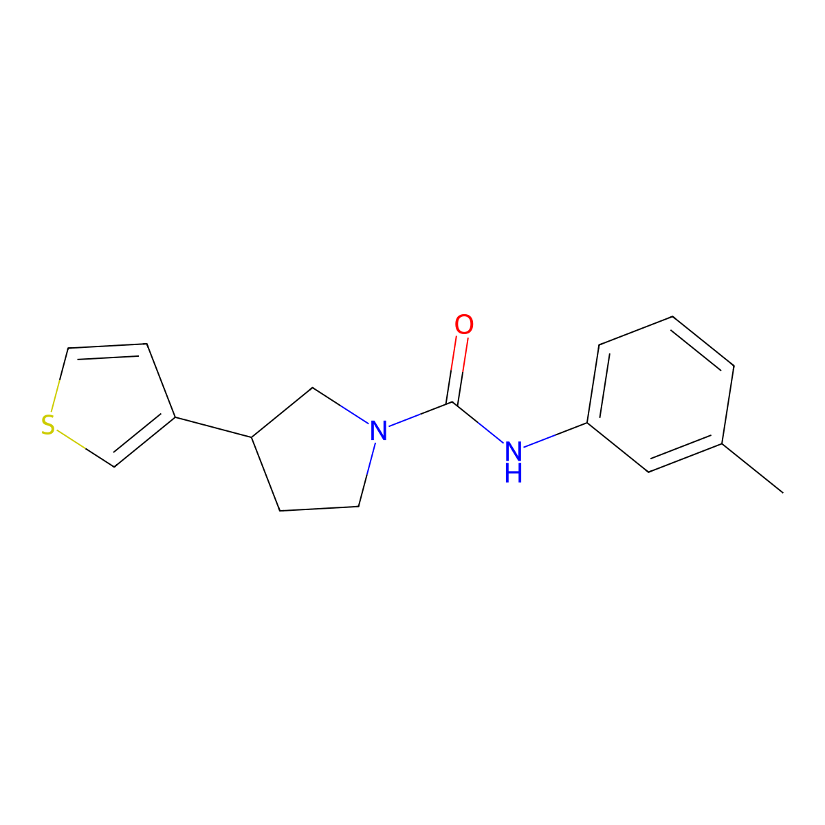 3-(thiophen-3-yl)-N-(m-tolyl)pyrrolidine-1-carboxamide molecular structure, CAS 2210137-55-4