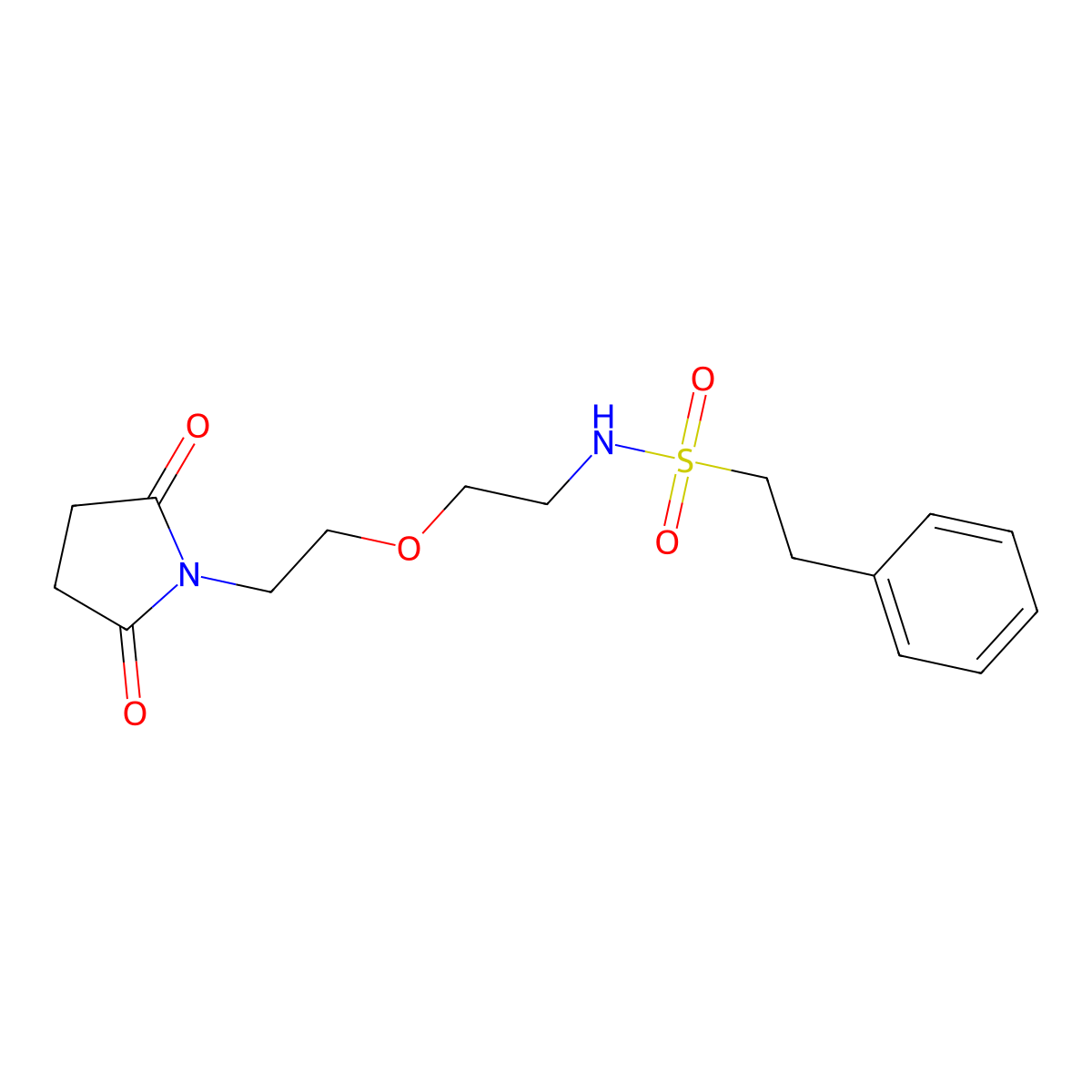 N-(2-(2-(2,5-dioxopyrrolidin-1-yl)ethoxy)ethyl)-2-phenylethane-1-sulfonamide molecular structure, CAS 2210137-61-2