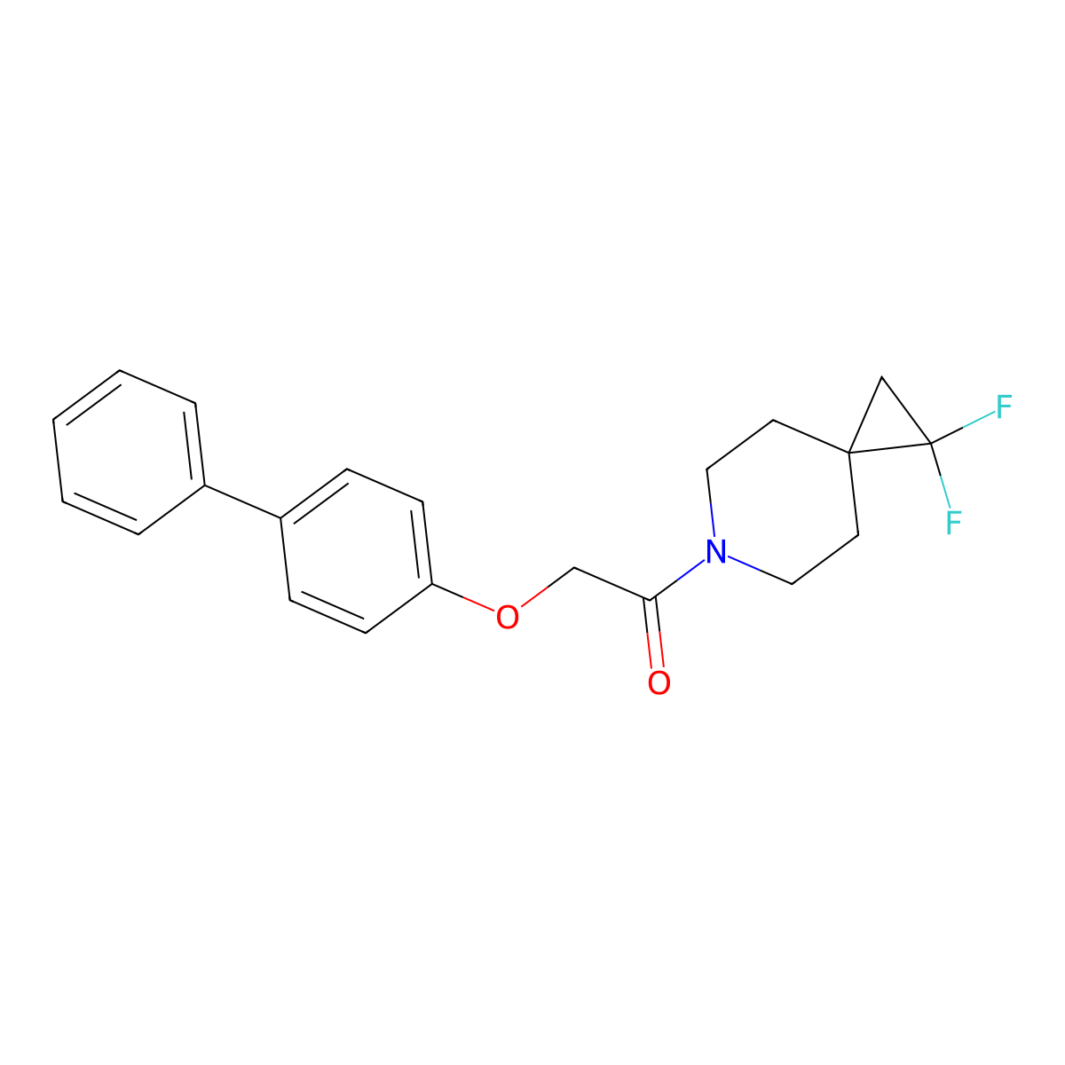 2-{[1,1'-Biphenyl]-4-yloxy}-1-{1,1-difluoro-6-azaspiro[2.5]octan-6-yl}ethan-1-one molecular structure, CAS 2210137-98-5