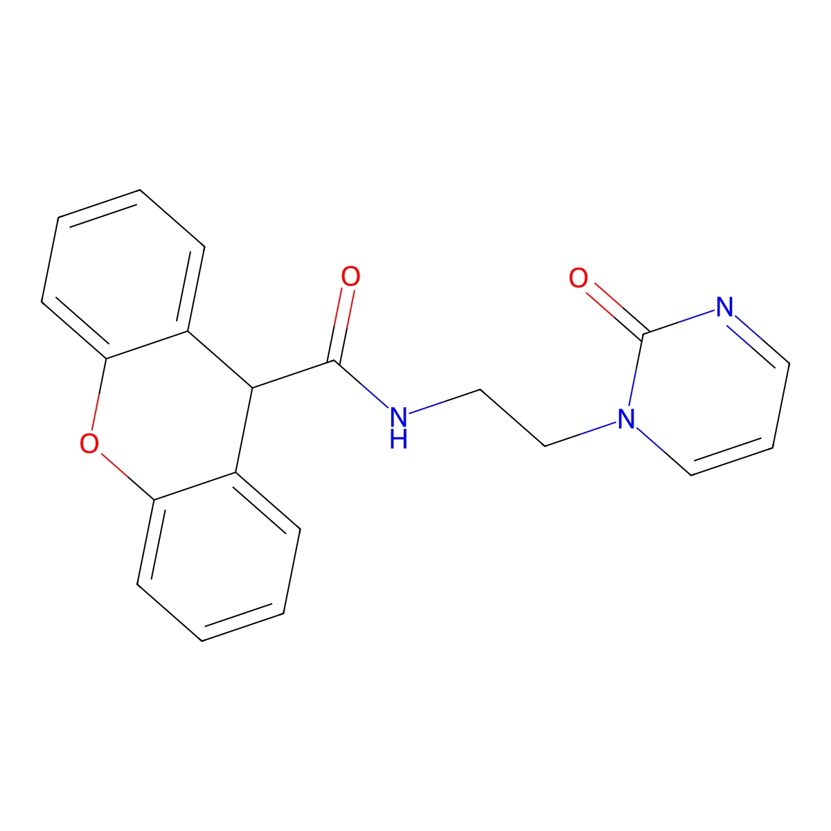 N-[2-(2-oxo-1,2-dihydropyrimidin-1-yl)ethyl]-9H-xanthene-9-carboxamide molecular structure, CAS 2210138-48-8