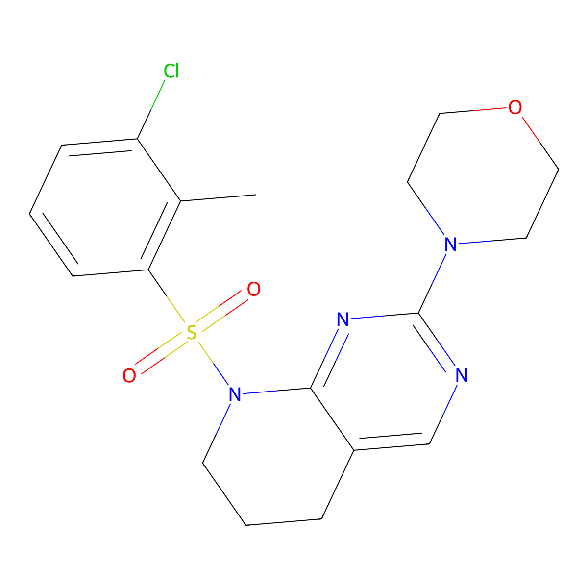 4-[8-(3-chloro-2-methylbenzenesulfonyl)-5H,6H,7H,8H-pyrido[2,3-d]pyrimidin-2-yl]morpholine molecular structure, CAS 2210138-61-5
