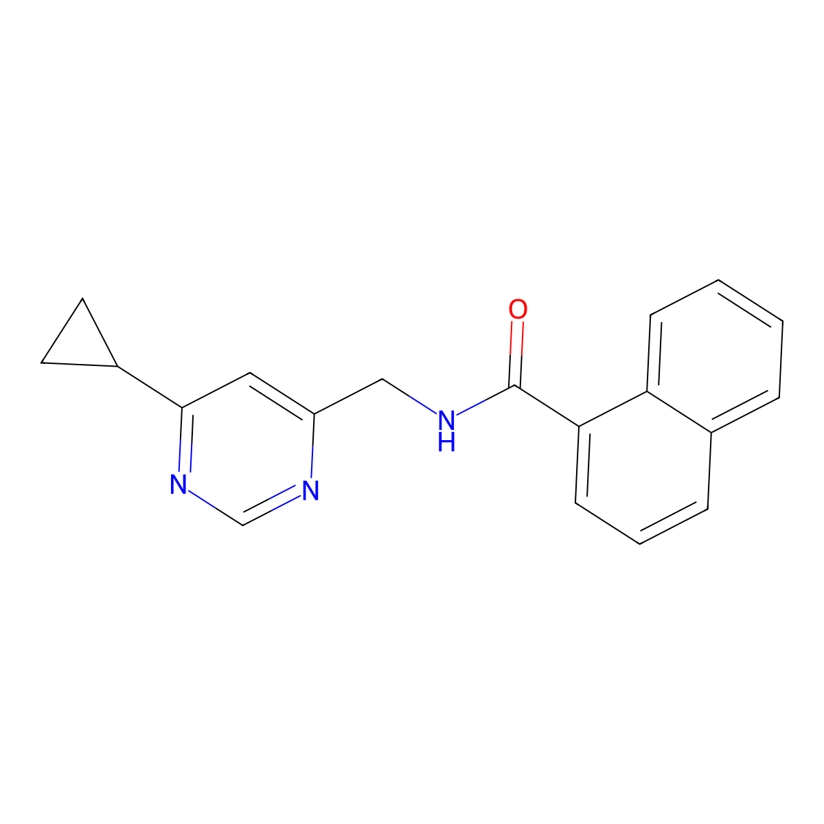N-((6-cyclopropylpyrimidin-4-yl)methyl)-1-naphthamide molecular structure, CAS 2210138-67-1
