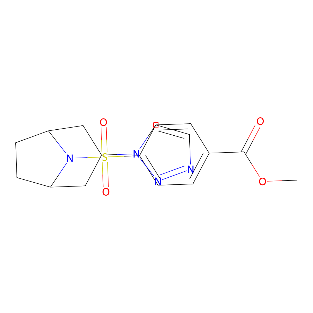 methyl 4-{[3-(1H-1,2,3-triazol-1-yl)-8-azabicyclo[3.2.1]octan-8-yl]sulfonyl}benzoate molecular structure, CAS 2210139-05-0