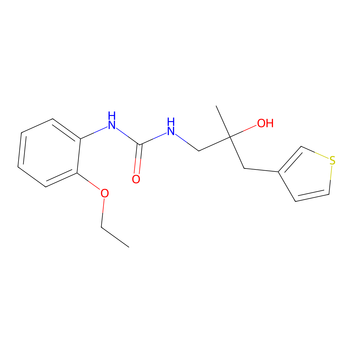 1-(2-Ethoxyphenyl)-3-{2-hydroxy-2-[(thiophen-3-yl)methyl]propyl}urea molecular structure, CAS 2210139-42-5