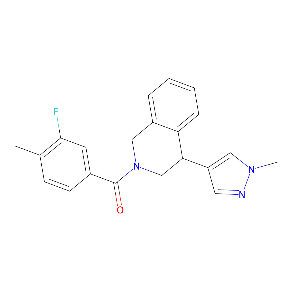(3-fluoro-4-methylphenyl)(4-(1-methyl-1H-pyrazol-4-yl)-3,4-dihydroisoquinolin-2(1H)-yl)methanone molecular structure, CAS 2210139-83-4