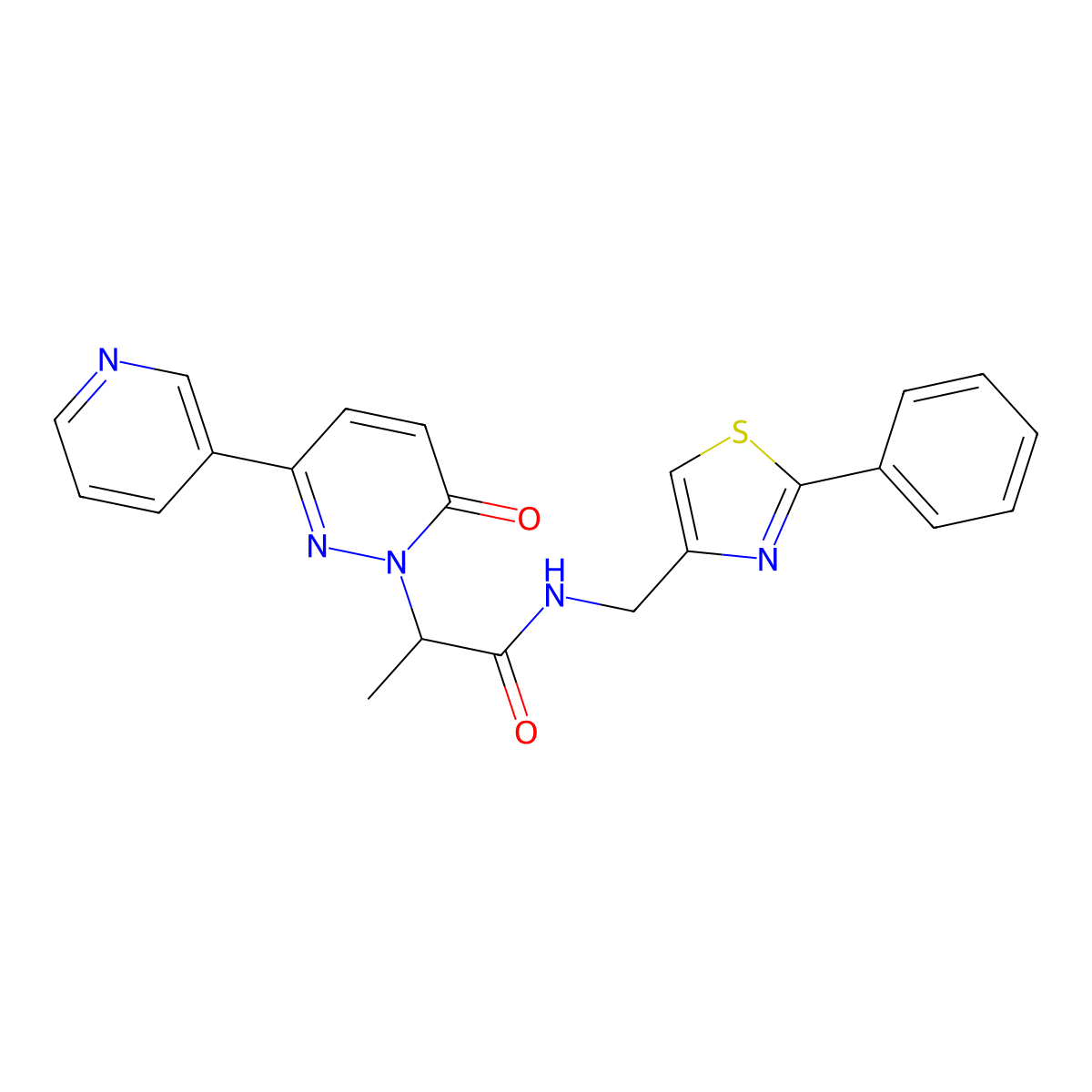 2-(6-oxo-3-(pyridin-3-yl)pyridazin-1(6H)-yl)-N-((2-phenylthiazol-4-yl)methyl)propanamide molecular structure, CAS 2210139-88-9