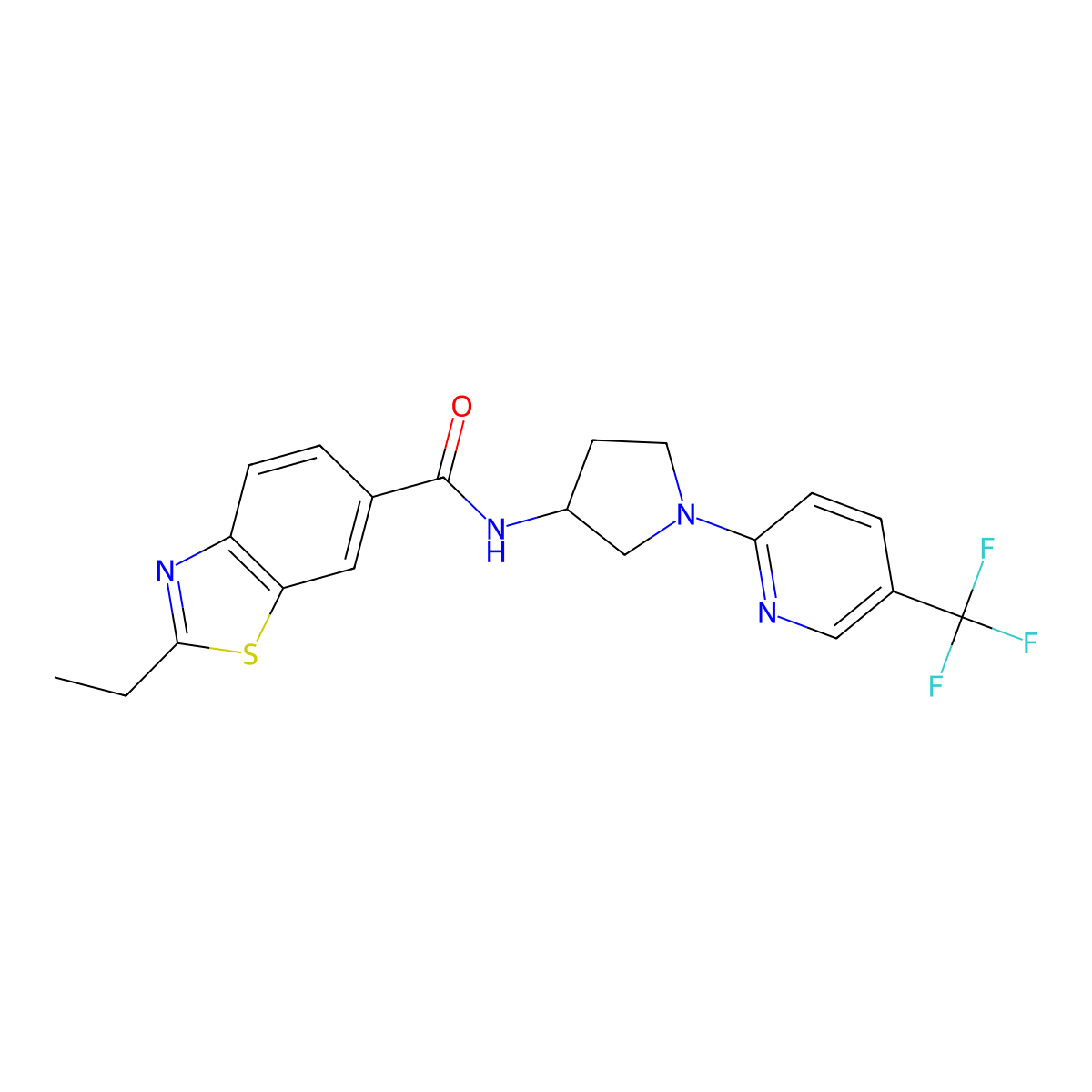 2-ethyl-N-(1-(5-(trifluoromethyl)pyridin-2-yl)pyrrolidin-3-yl)benzo[d]thiazole-6-carboxamide molecular structure, CAS 2210139-92-5