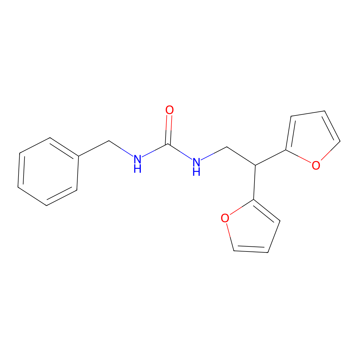 1-Benzyl-3-[2,2-bis(furan-2-yl)ethyl]urea molecular structure, CAS 2210140-53-5