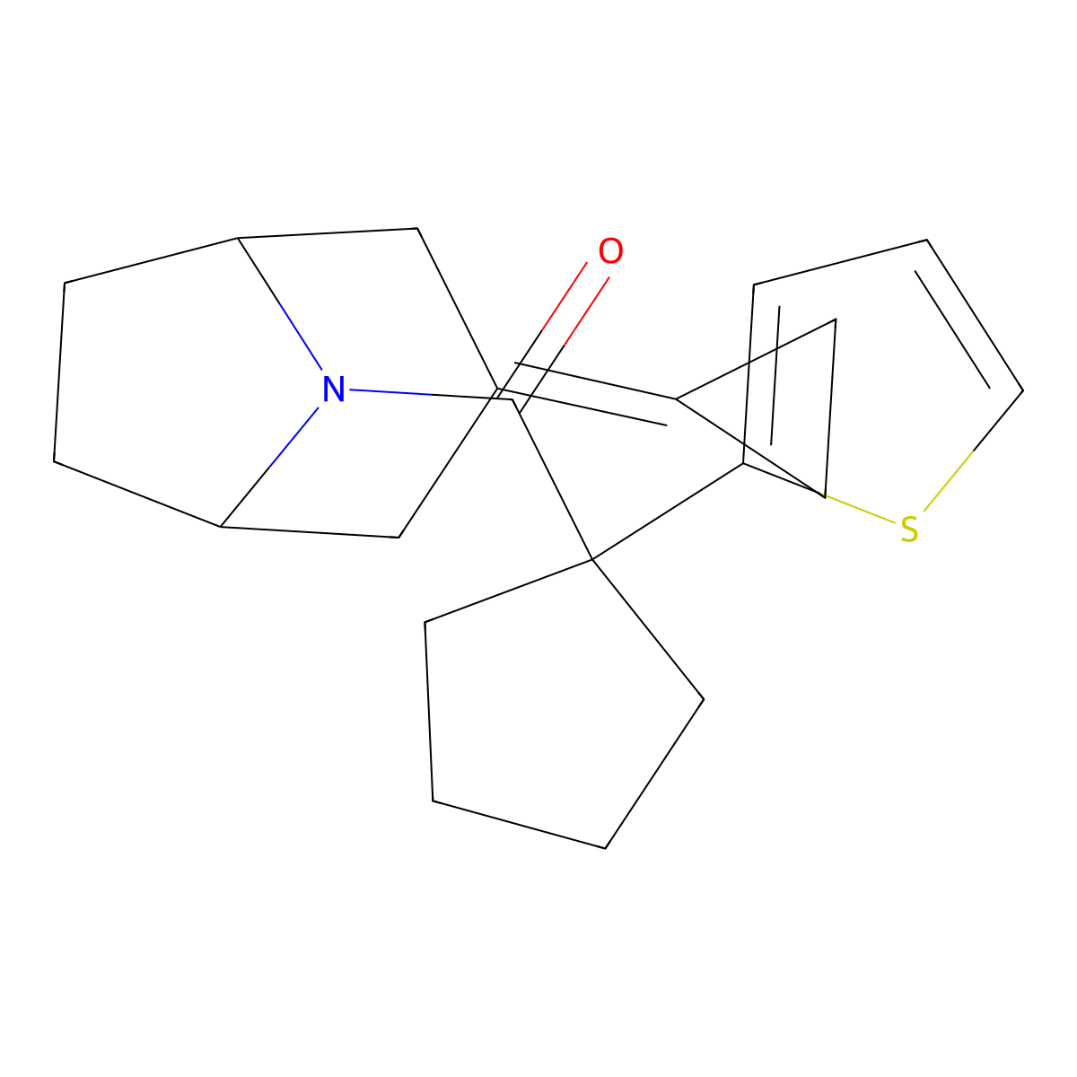 3-Cyclopropylidene-8-[1-(thiophen-2-yl)cyclopentanecarbonyl]-8-azabicyclo[3.2.1]octane molecular structure, CAS 2210140-84-2