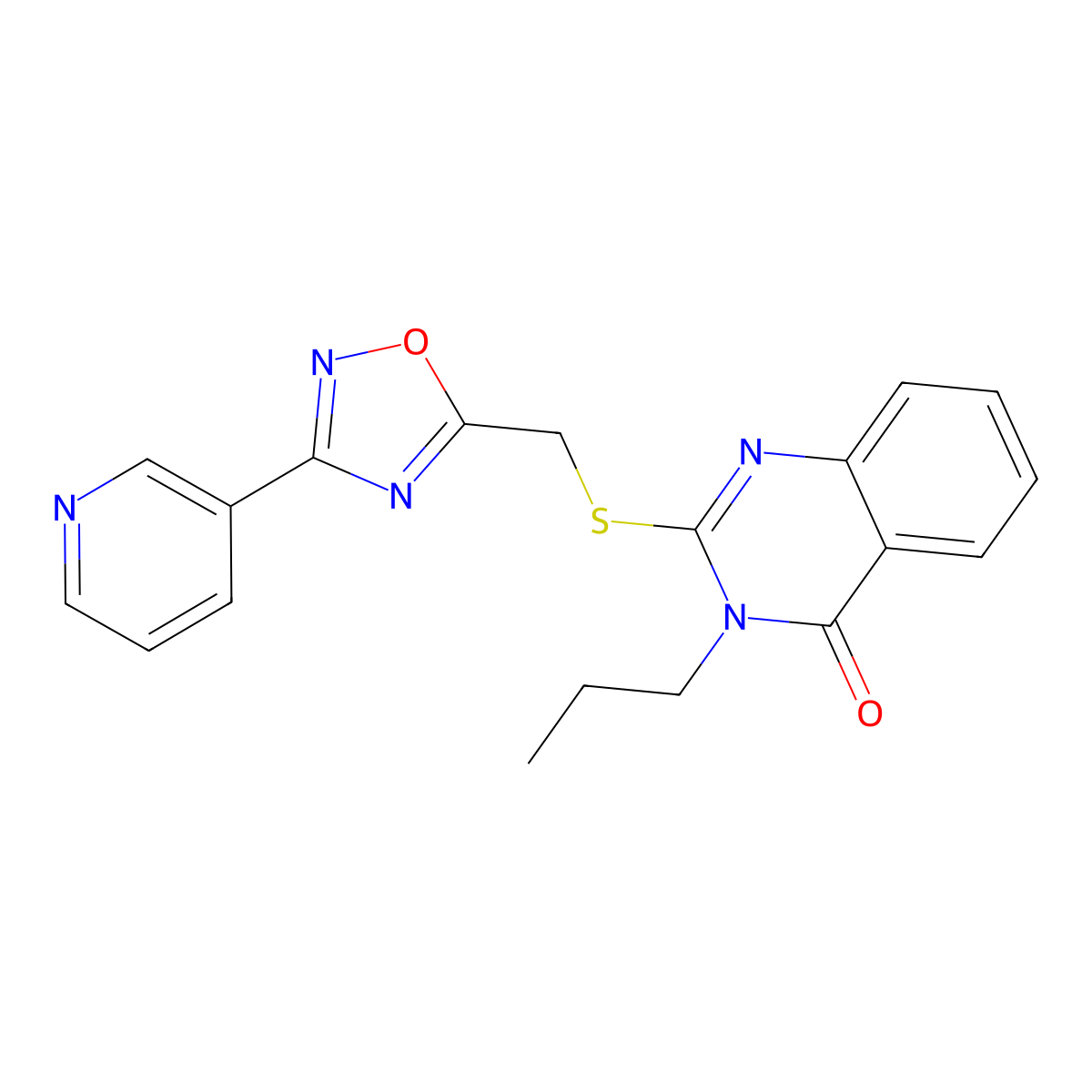 3-propyl-2-(((3-(pyridin-3-yl)-1,2,4-oxadiazol-5-yl)methyl)thio)quinazolin-4(3H)-one molecular structure, CAS 2210140-89-7