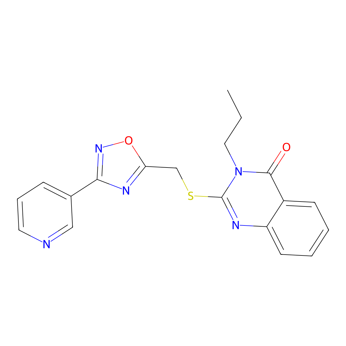 3-propyl-2-(((3-(pyridin-3-yl)-1,2,4-oxadiazol-5-yl)methyl)thio)quinazolin-4(3H)-one molecular structure, CAS 2210140-89-7