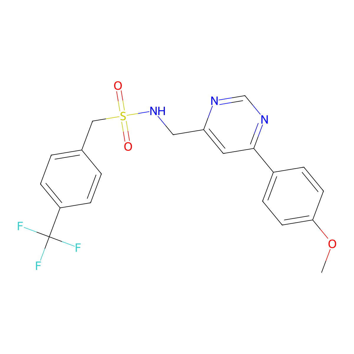 N-{[6-(4-methoxyphenyl)pyrimidin-4-yl]methyl}-1-[4-(trifluoromethyl)phenyl]methanesulfonamide molecular structure, CAS 2210140-95-5