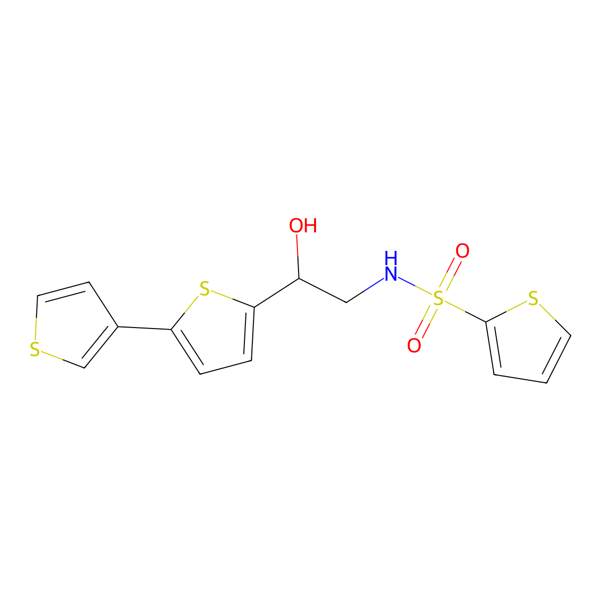 N-(2-{[2,3'-bithiophene]-5-yl}-2-hydroxyethyl)thiophene-2-sulfonamide molecular structure, CAS 2210141-05-0