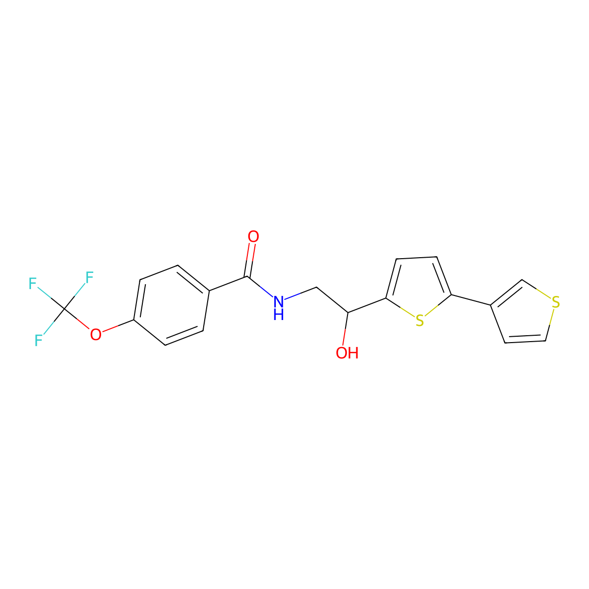 N-(2-{[2,3'-bithiophene]-5-yl}-2-hydroxyethyl)-4-(trifluoromethoxy)benzamide molecular structure, CAS 2210141-22-1