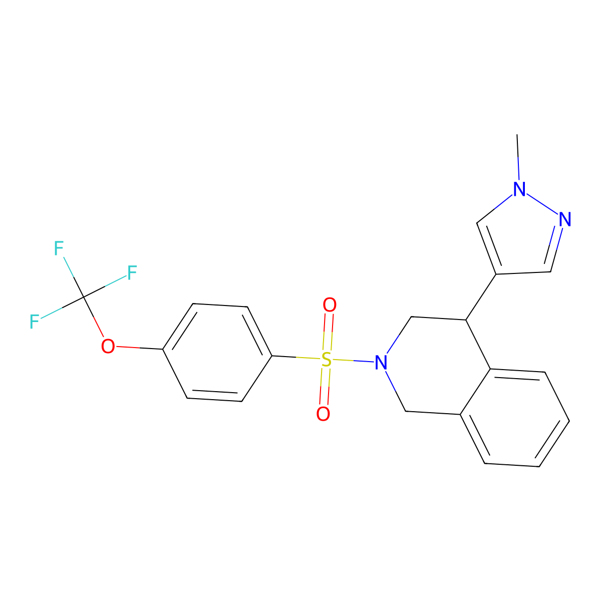 4-(1-methyl-1H-pyrazol-4-yl)-2-[4-(trifluoromethoxy)benzenesulfonyl]-1,2,3,4-tetrahydroisoquinoline molecular structure, CAS 2210141-33-4