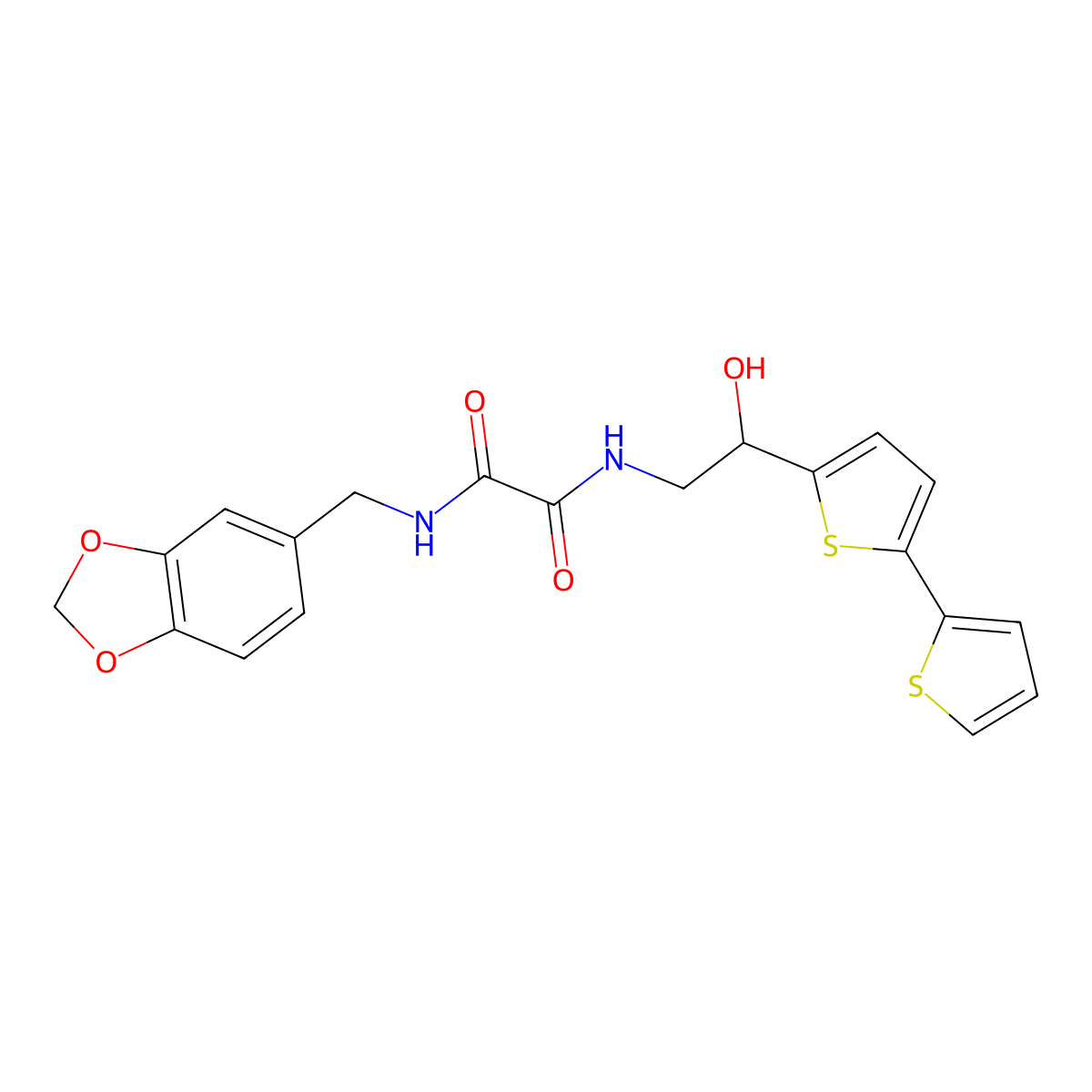 N'-[(2H-1,3-benzodioxol-5-yl)methyl]-N-(2-{[2,2'-bithiophene]-5-yl}-2-hydroxyethyl)ethanediamide molecular structure, CAS 2210141-74-3