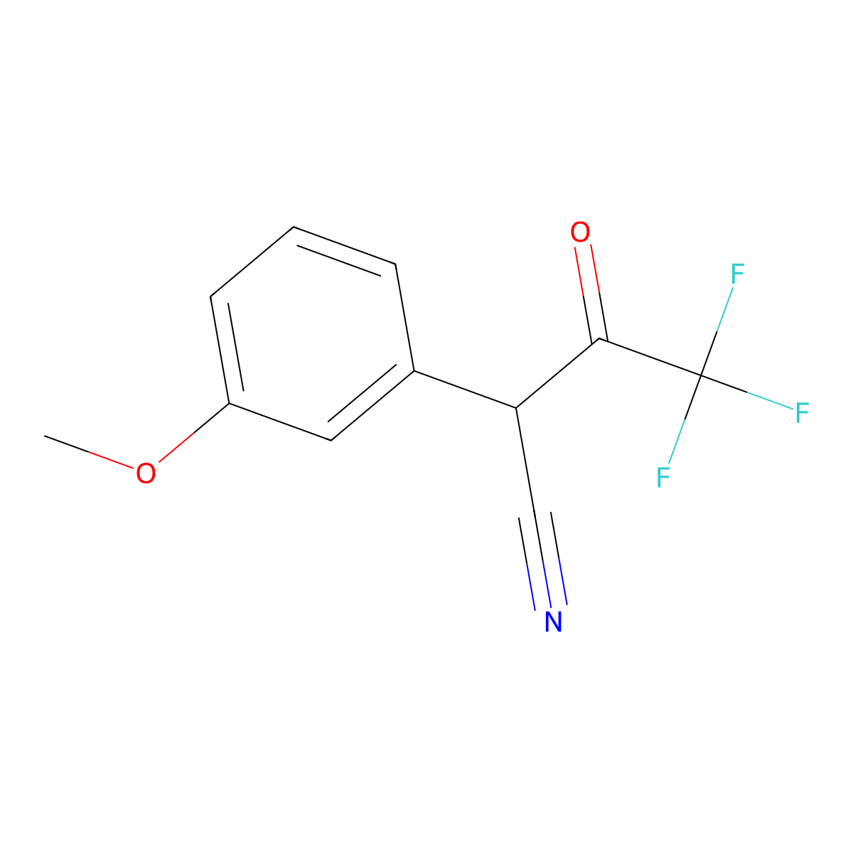4,4,4-Trifluoro-2-(3-methoxyphenyl)-3-oxobutanenitrile molecular structure, CAS 22102-04-1