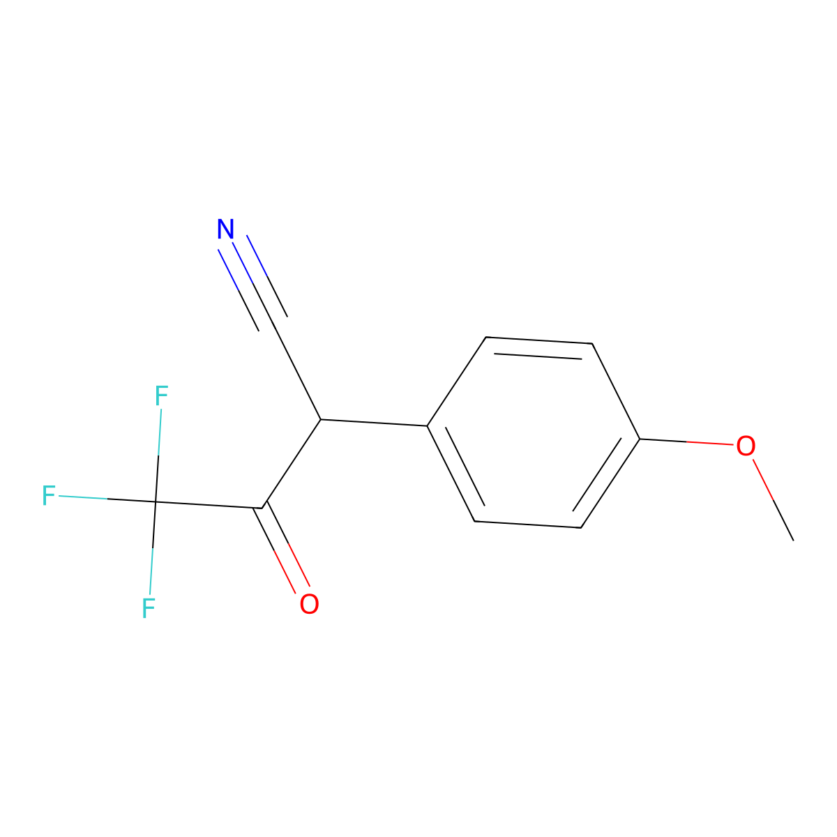 4,4,4-Trifluoro-2-(4-methoxyphenyl)-3-oxobutanenitrile molecular structure, CAS 22102-05-2