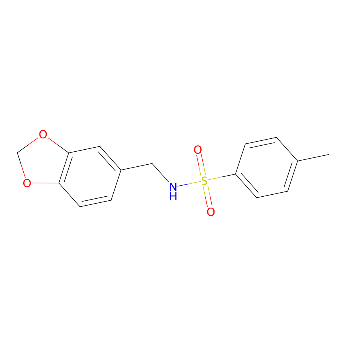 N-(1,3-benzodioxol-5-ylmethyl)-4-methylbenzenesulfonamide molecular structure, CAS 22102-40-5