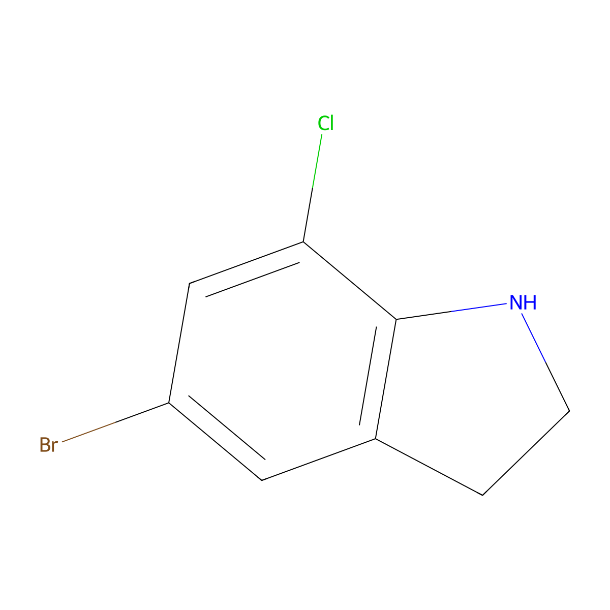 5-Bromo-7-chloroindoline molecular structure, CAS 221024-31-3