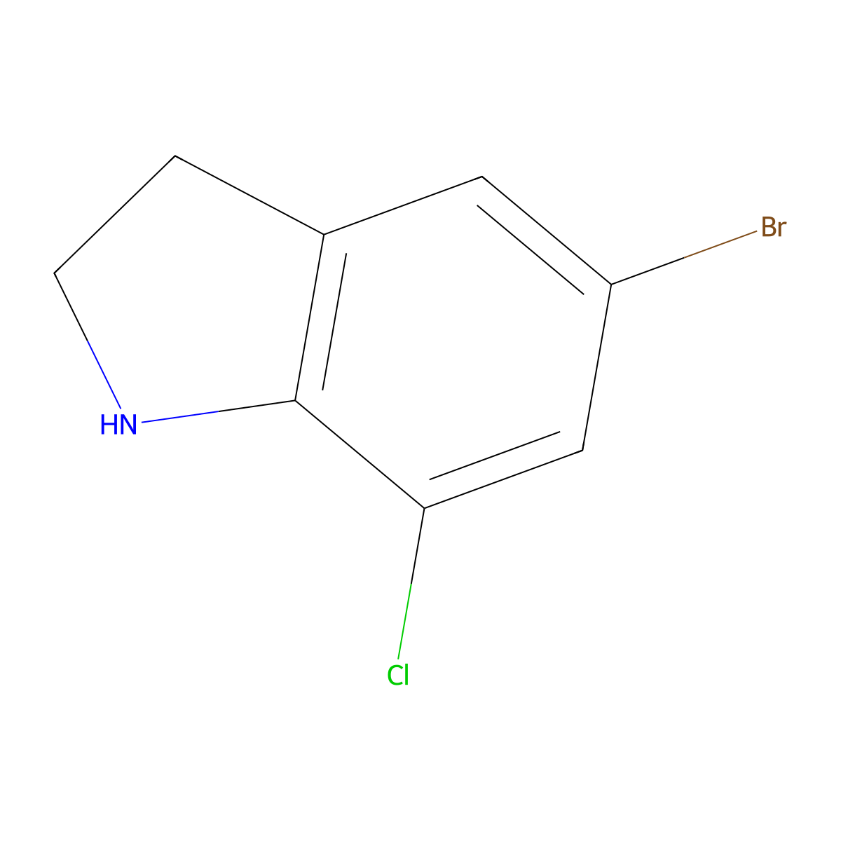 5-Bromo-7-chloroindoline molecular structure, CAS 221024-31-3