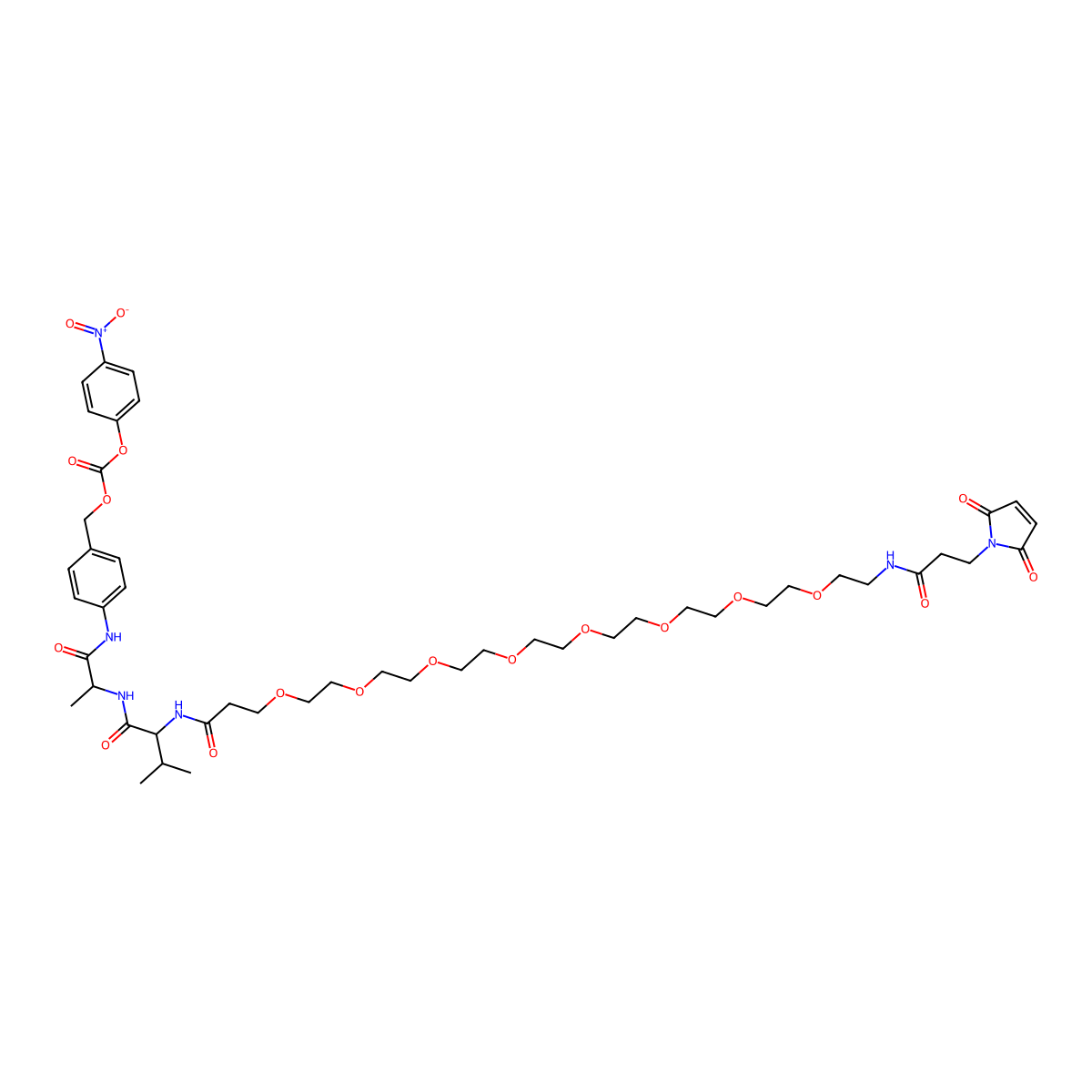 Mal-amide-PEG8-Val-Ala-PAB-PNP molecular structure, CAS 2210247-59-7